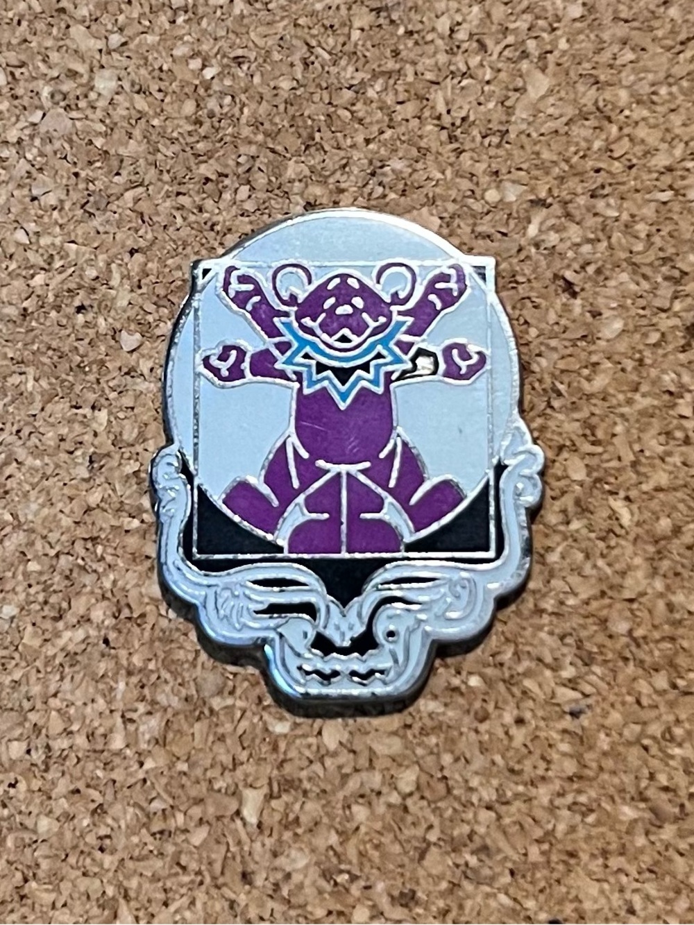 Grateful Dead Purple Bear Enamel Pin with Silver Trim